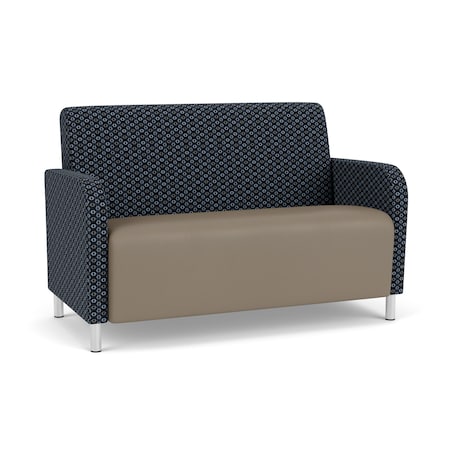 Siena Lounge Reception Loveseat, Brushed Steel,RS NightSky Back,MD Farro Seat,RS NightSky Panels